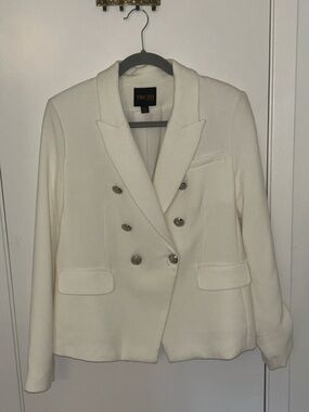 Truth by Republic White Double-Breasted Blazer with Silver Buttons NWOT